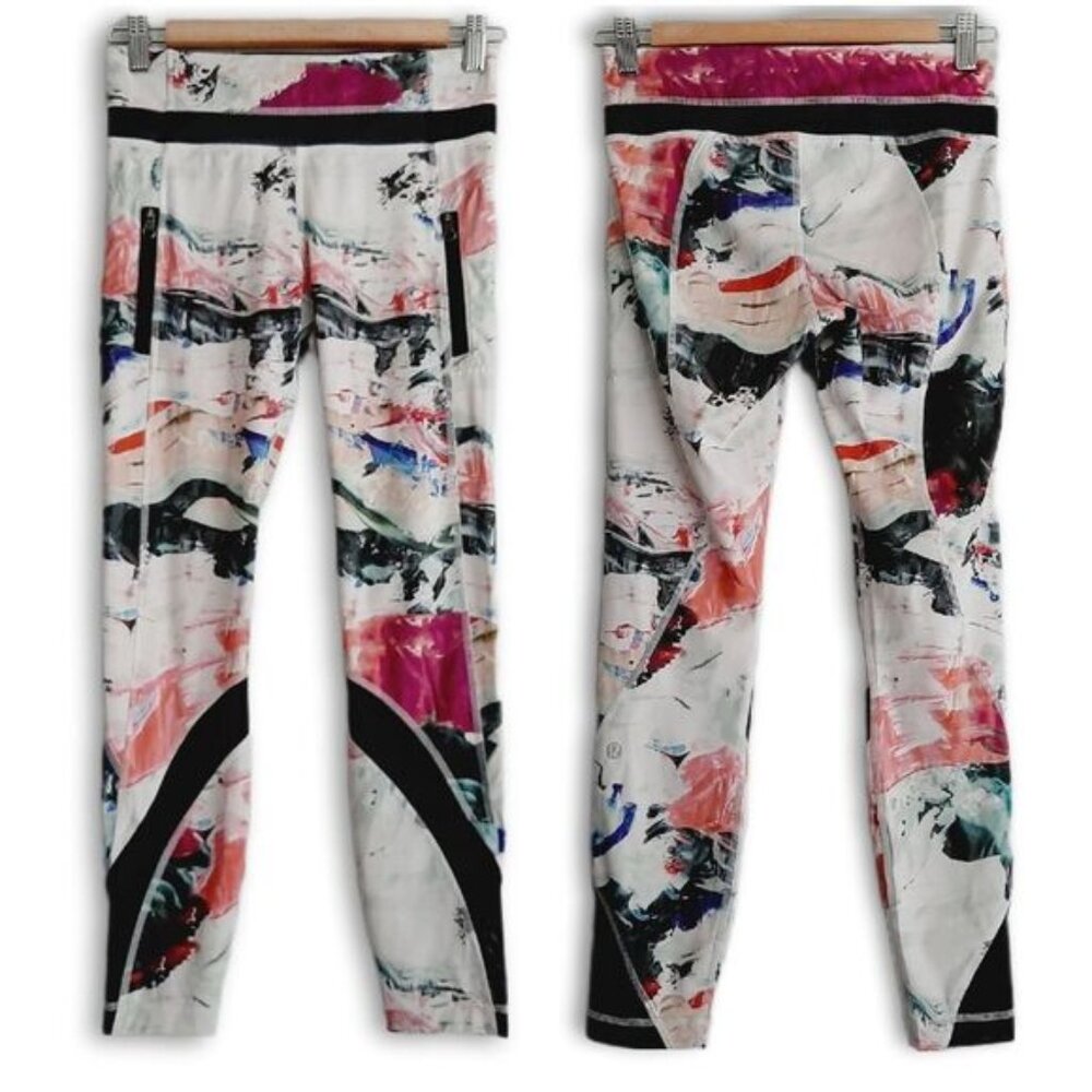LULULEMON Inspire Tight II Full-On Luxtreme & Mesh Tight Leggings Abstract Sz 4